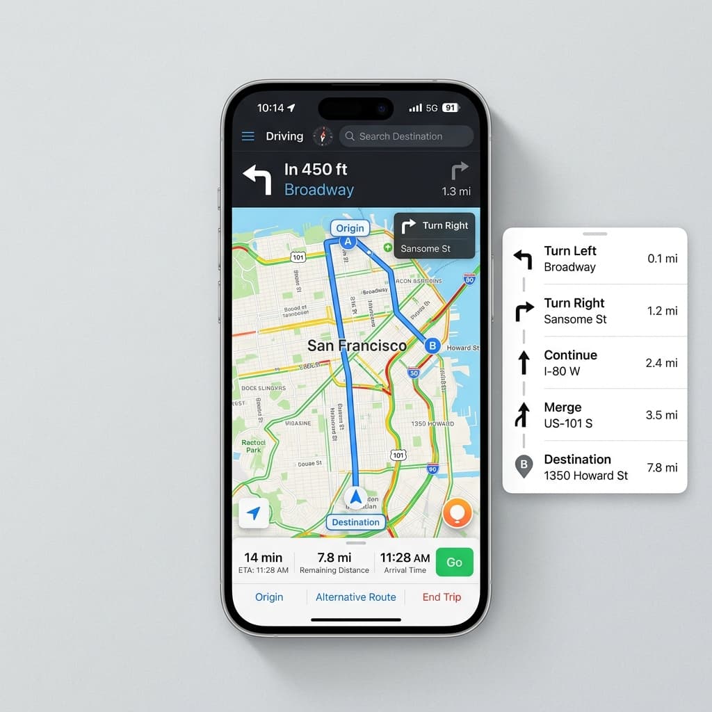 Route Planning App Mobile Mockup