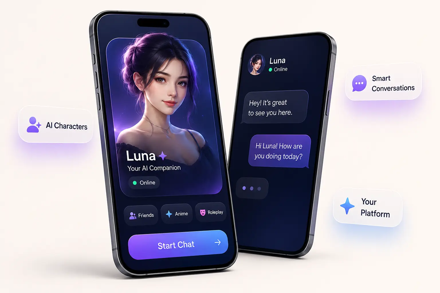 Character AI clone app interface by xpertz.io