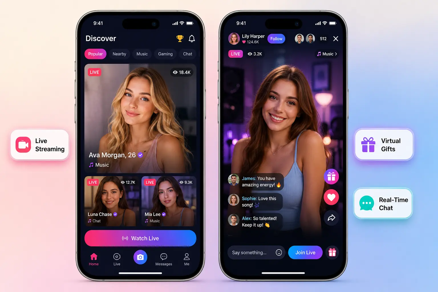 Bigo Live clone app mockup by Xpertz