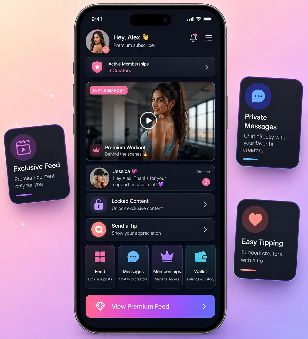 FanCentro clone fan user features mockup