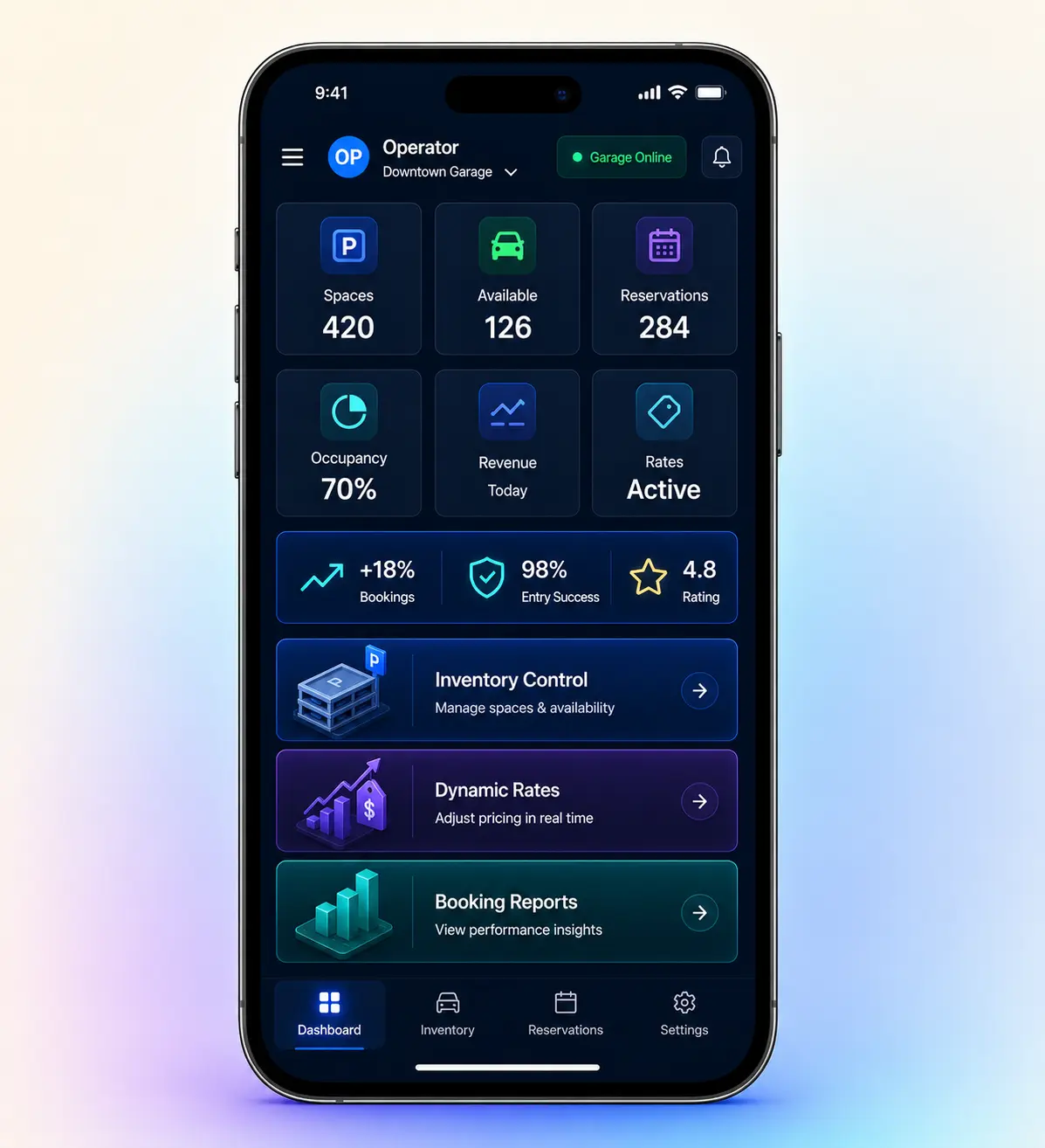 SpotHero clone facility partner dashboard