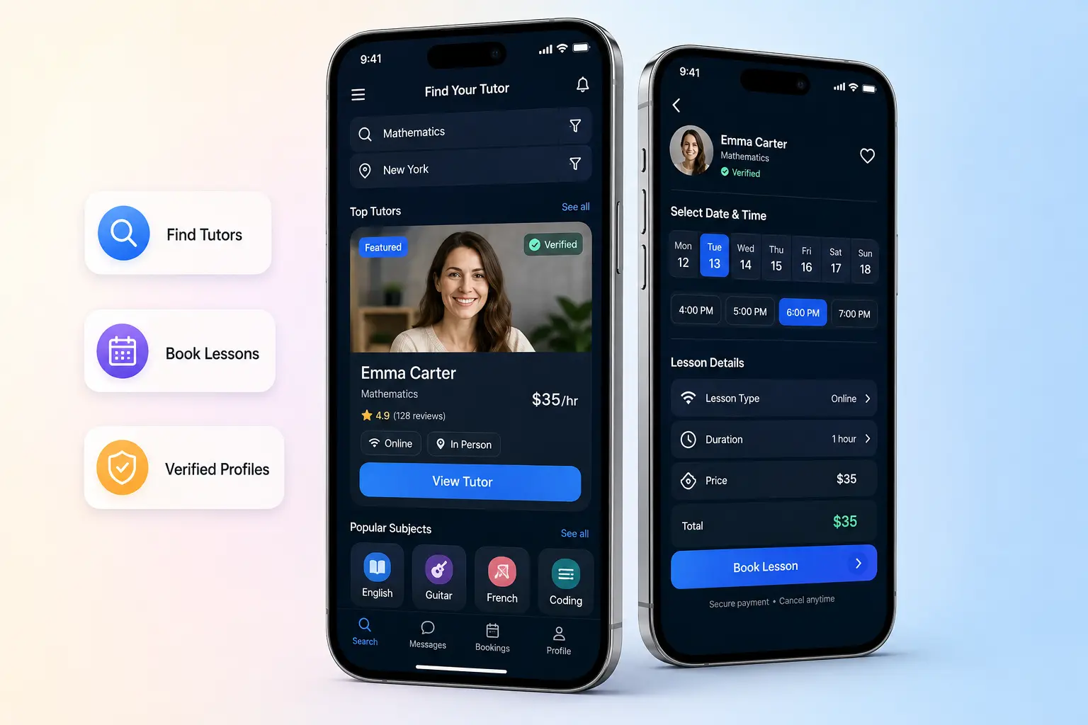 Superprof clone platform interface mockup