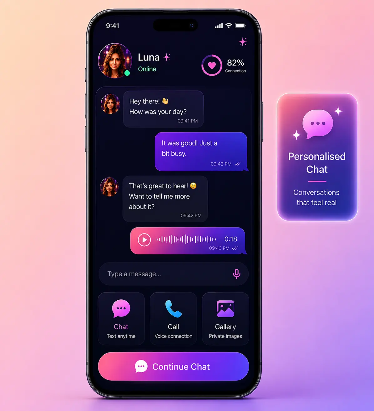 Startup app core features interface