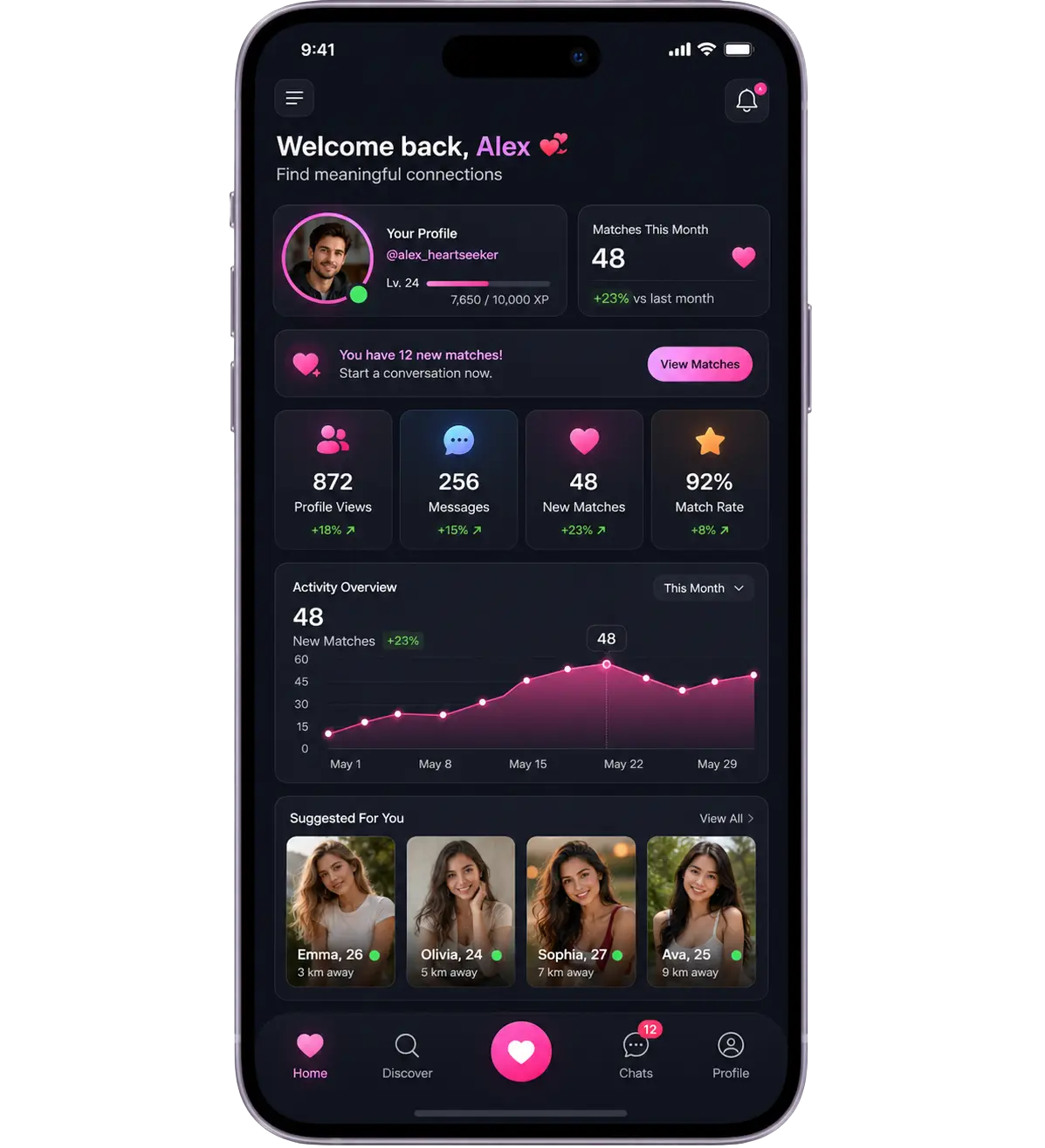 AI Dating App Development Mockup