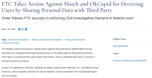FTC Action Against Match & OkCupid Over Data Privacy