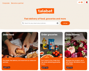 Talabat Homepage Featuring Multiple Delivery Categories 
