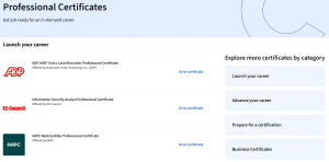 Coursera Professional Certificates with Hands-On Projects