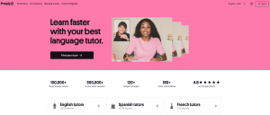 Preply Homepage Featuring 1-to-1 Language Tutoring