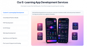 Xpertz.io Page Showcasing E-Learning App Development Services