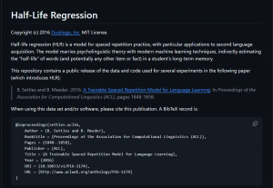 Duolingo Half-Life Regression Model with MIT License